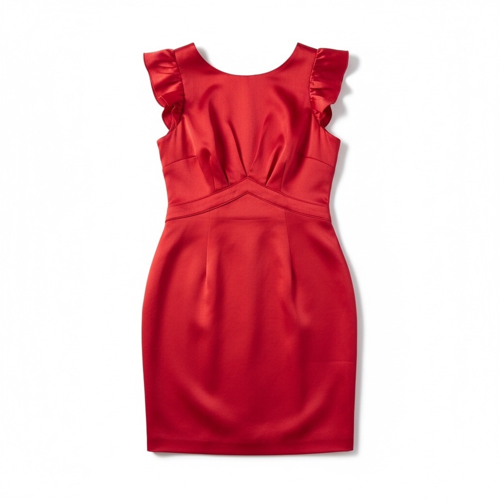 Adrianna Papell Vibrant Red backless body-con satin women's mini dress size 6